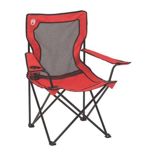 Broadband Mesh Quad Adult Camping Chair, Red